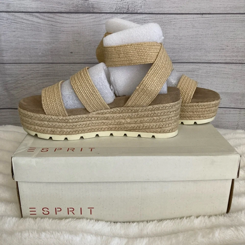 Esprit | NEW Allison Natural Raffia Platform Sandals